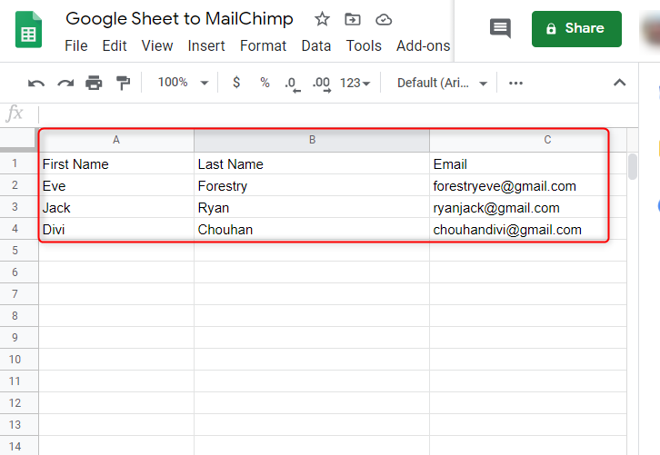 Create a Google Sheet