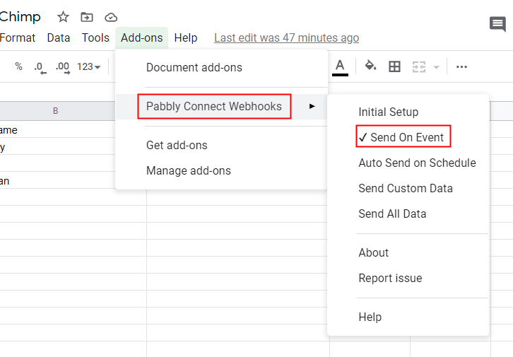 Click Send On Event In Google Sheets