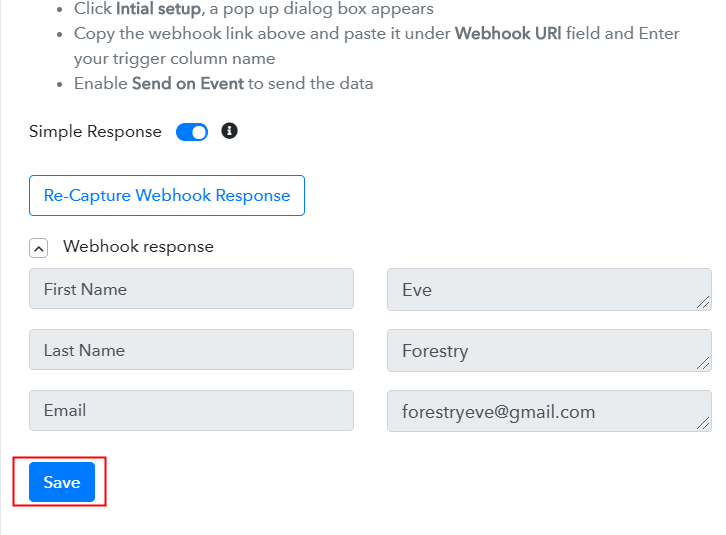 Test the Response in Pabbly Connect Dashboard