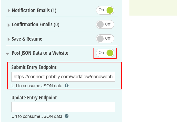 Post JSON Data to a Website