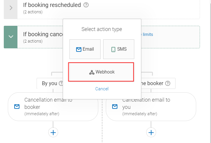 Select the "Webhook" Option