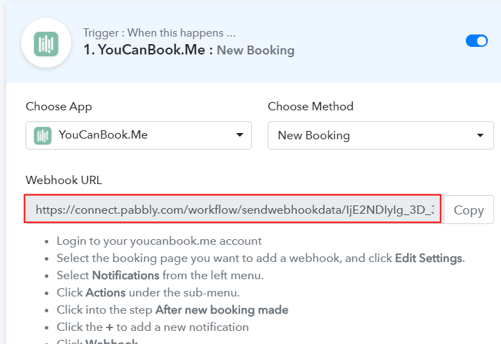 Copy the Webhook URL