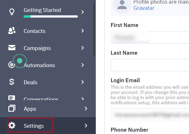 Click on ActiveCampaign Settings