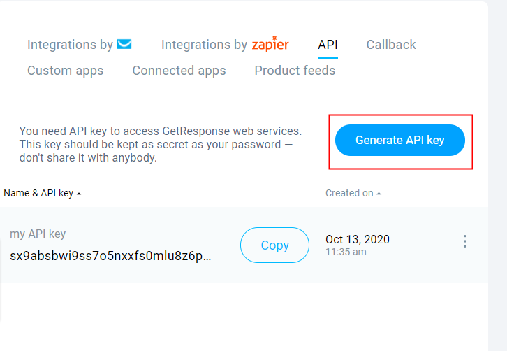 Generate and Copy a Key to Create Contact in GetResponse for New WooCommerce Orders