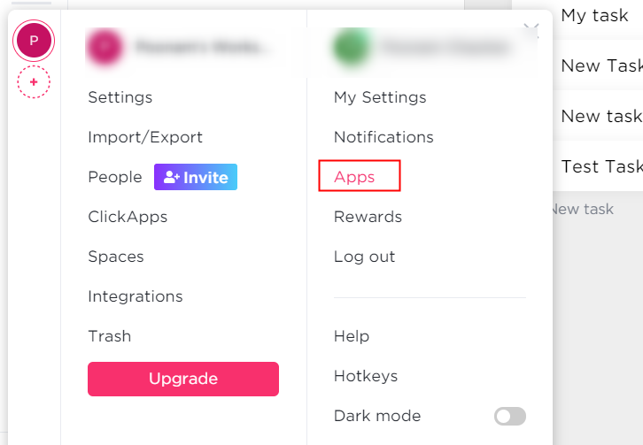 Click on Apps Option