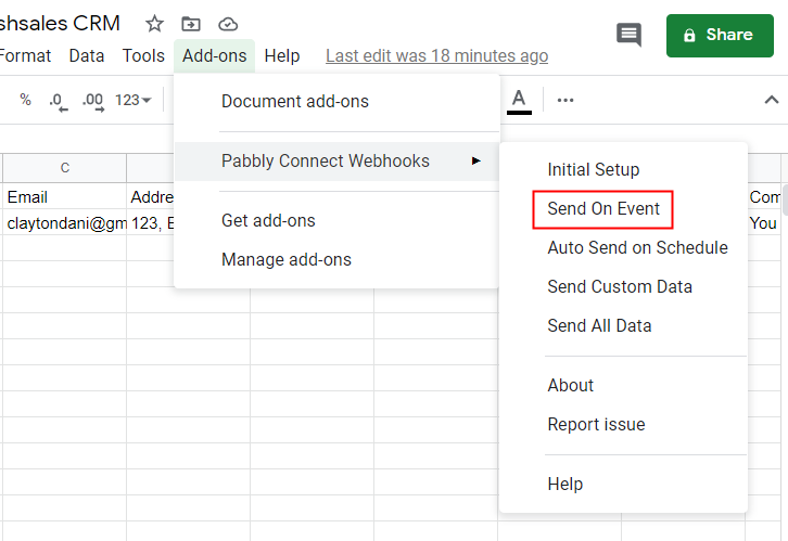 Click Send On Event In Google Sheets