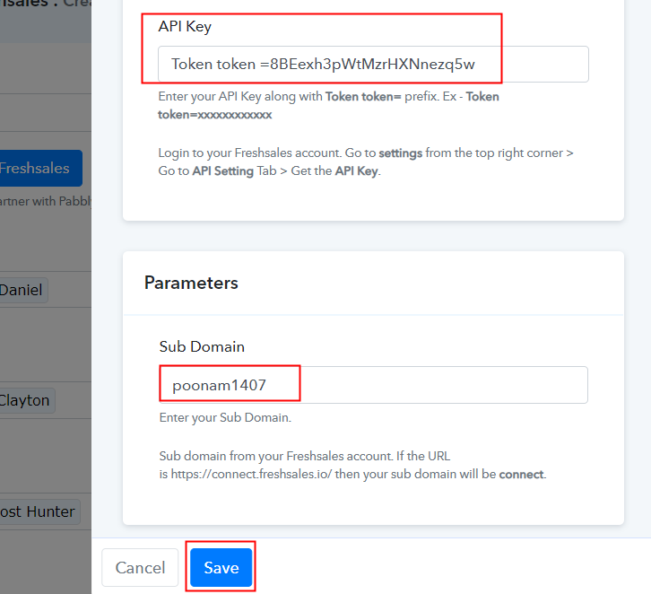 Fill API Key and Subdomain