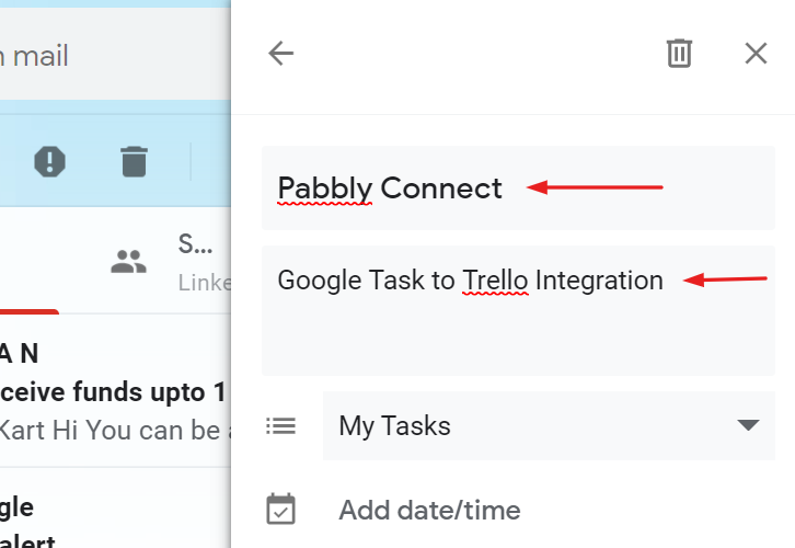 Name the task to Create Trello Cards from new Google Tasks Tasks