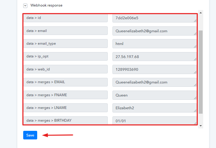 Test the Response in Pabbly Connect Dashboard