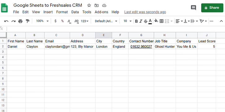 Create Google Sheets