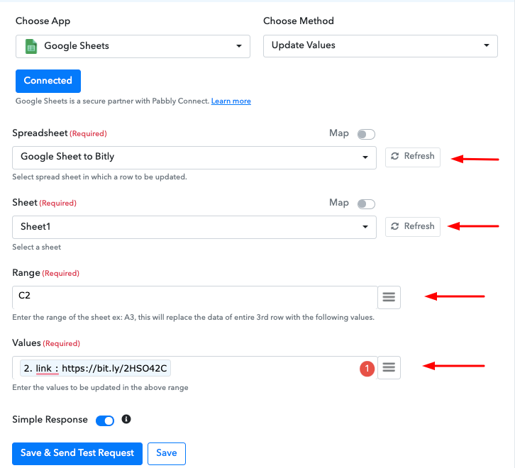 Map the Value to Update