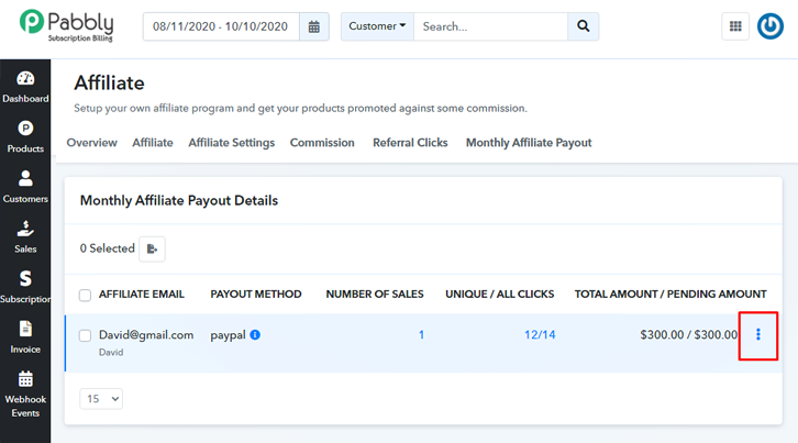Monthly Aff Payout