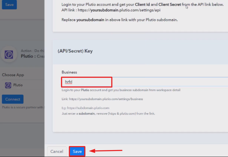 Paste Credentials in Pabbly Connect Dashboard