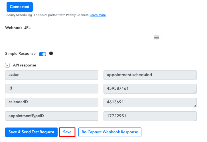 Save the Webhook Response