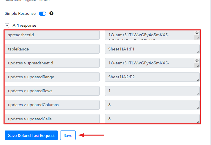 Test the Submission and Save to Add Google Sheets Rows for New Chargebee Subscriptions