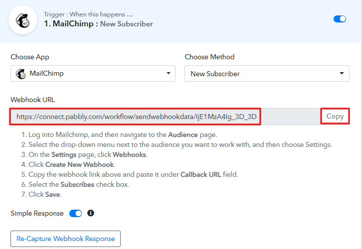 Copy the Webhook URL