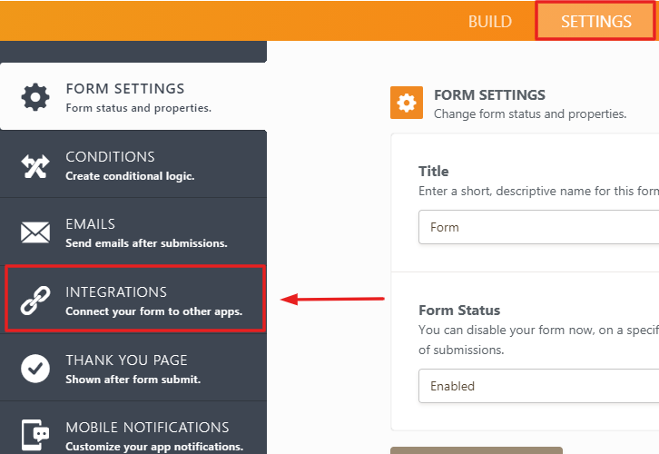 Click on Integartion to Save New JotForm Form Submissions to Google Sheets