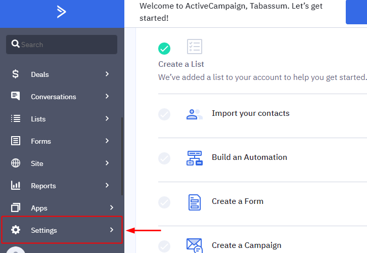 ActiveCampaign Settings