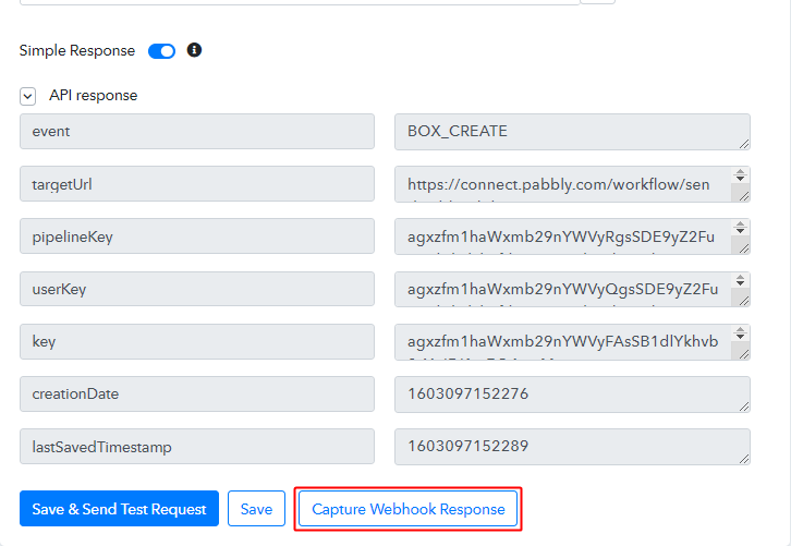 Capture Webhook Response