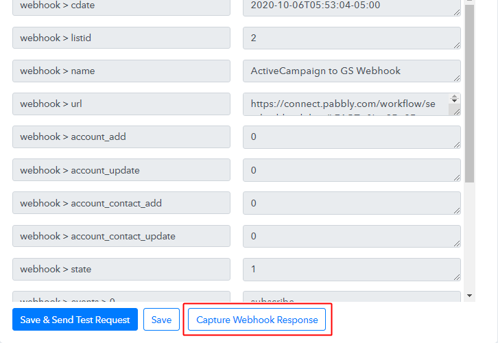 Capture Webhook Response