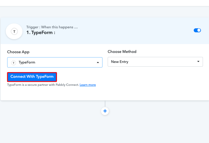 click connect with typeform
