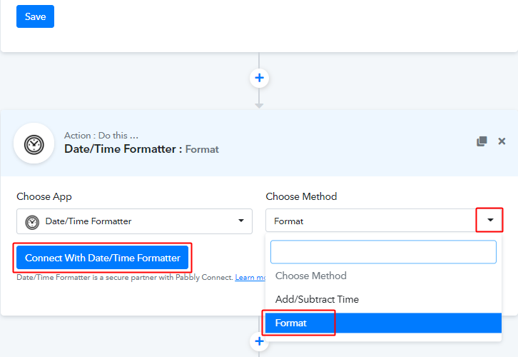 Connect with Date/Time Formatter