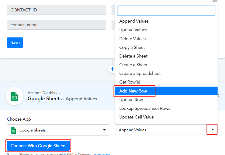 Connect with Google Sheets