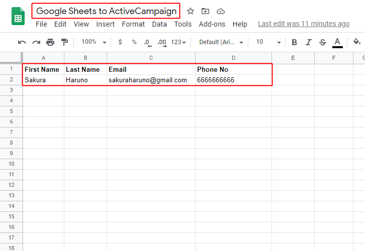 Create Google Sheet