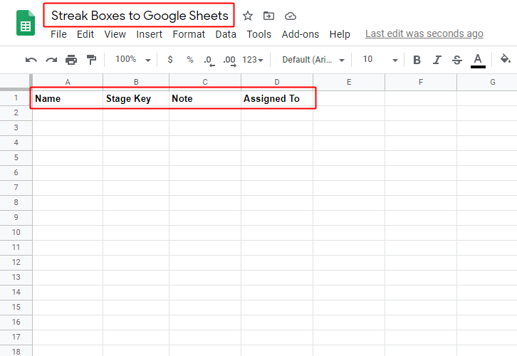 Create Google Sheet