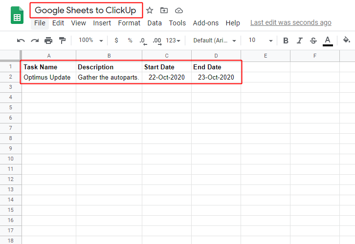 Create Google Sheet