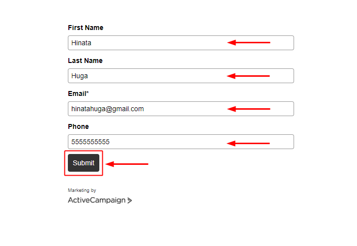 Fill ActiveCampaign Subscriber form