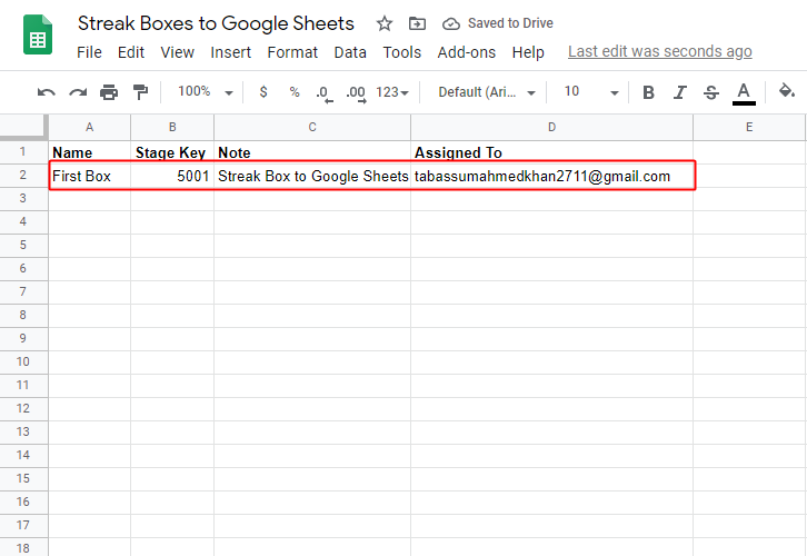 Google Sheets Response