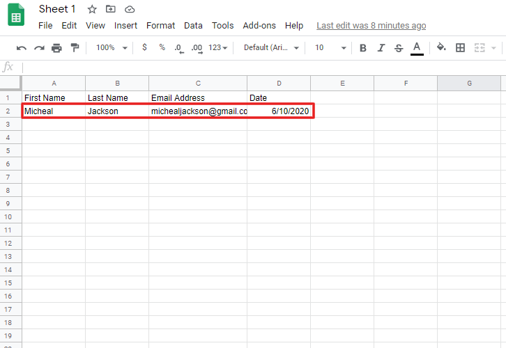 Check Response in Google Sheet