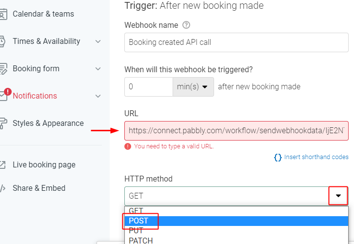 Paste Webhook URL