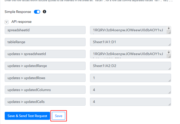 Save API Response