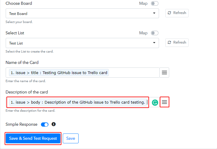 Send Test Request for Trello Action