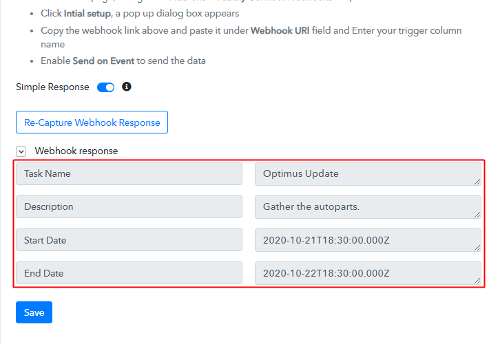 Trigger API Response