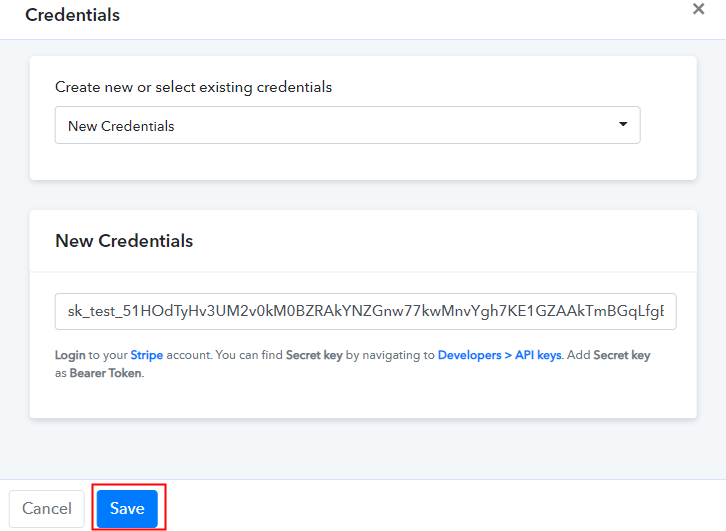 Paste the API Key