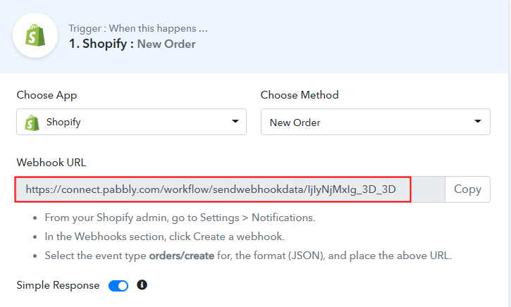 Copy the Webhook URL