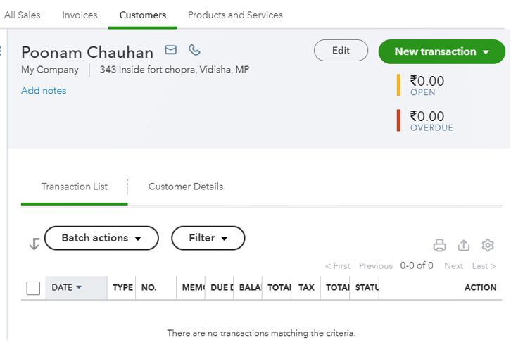 Check Response in QuickBooks Dashboard