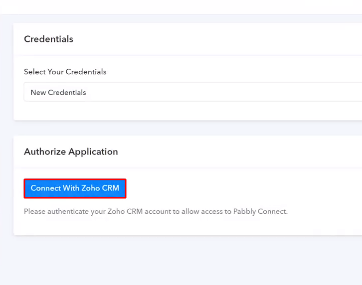 Click on Connect Zoho CRM 1