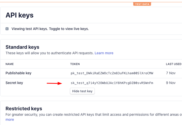 Copy the API Key