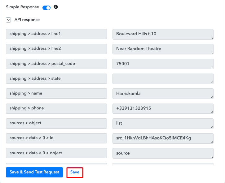 Save the API Response