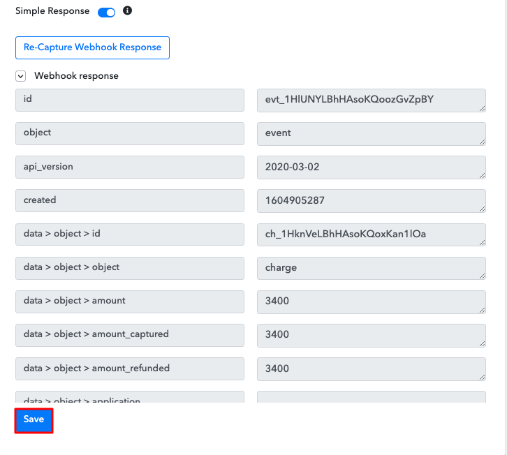 Save the Webhook Response