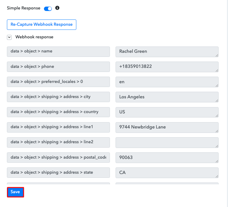 Save the Webhook Response