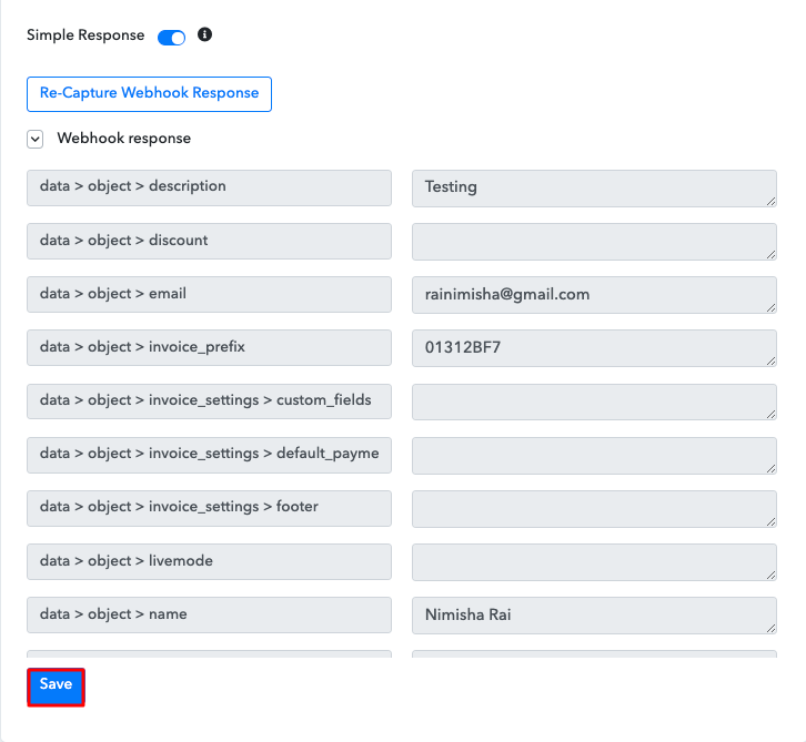 Save the Webhook Response