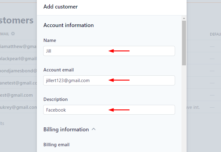 Account Information for Stripe to Salesforce