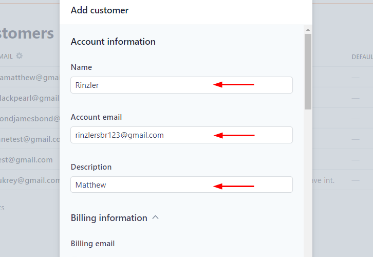 Add Customer Details for Stripe to Gist