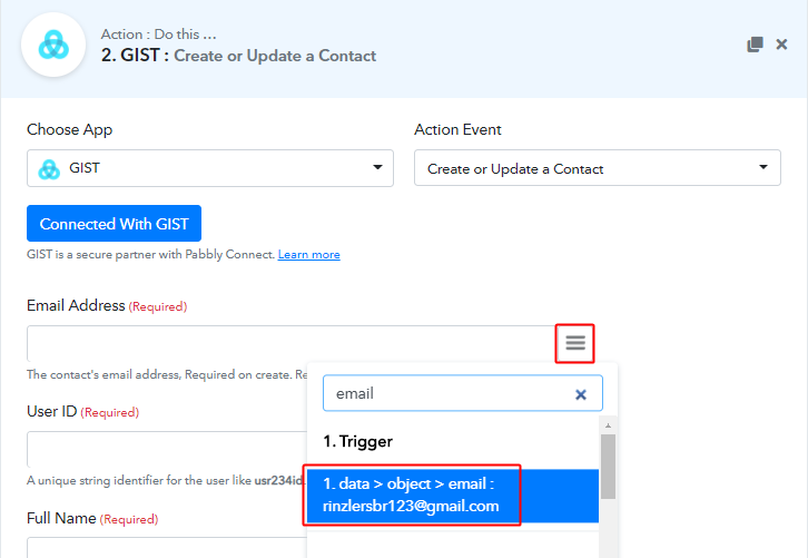 Map Fields for Stripe to Gist