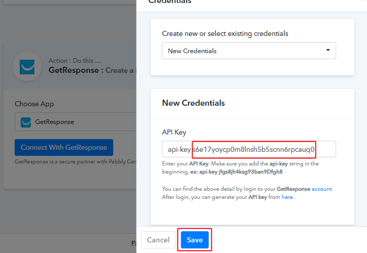 Paste API Key & Click 'Save'